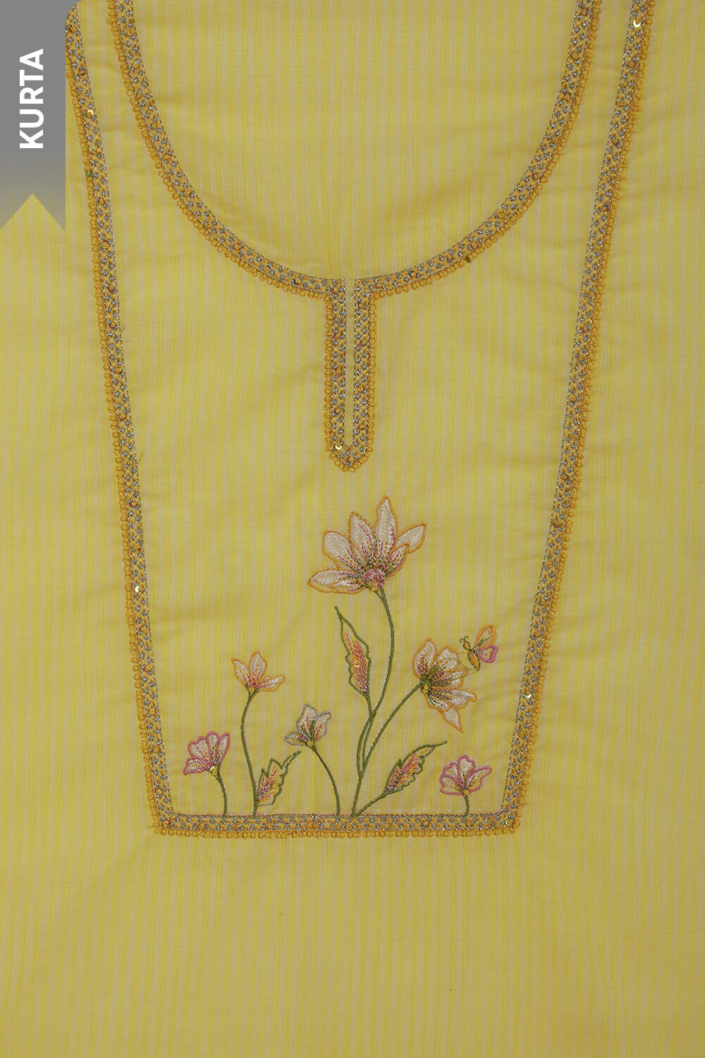 Light Yellow Pure Cotton Kota Embroidery Unstitched Suit Set image number null