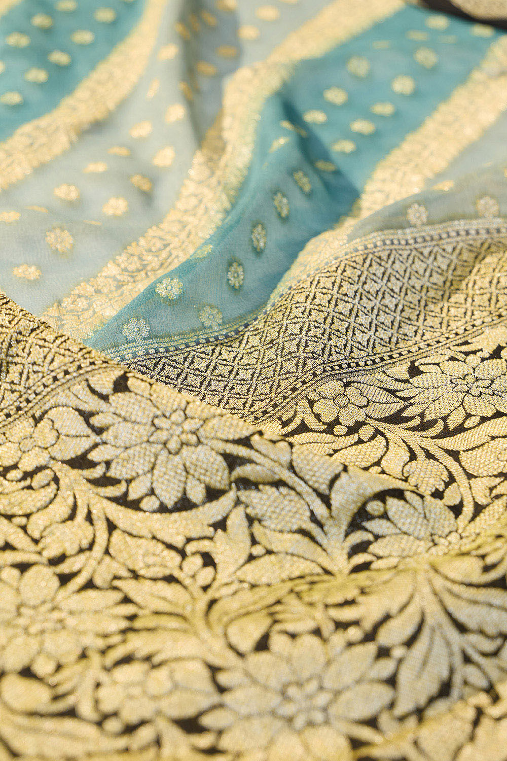 Blue Banaras Pure Silk Georgette Cutwork Saree image number null