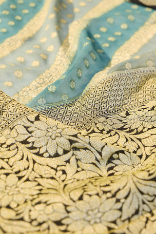 Blue Banaras Pure Silk Georgette Cutwork Saree thumbnail image number null