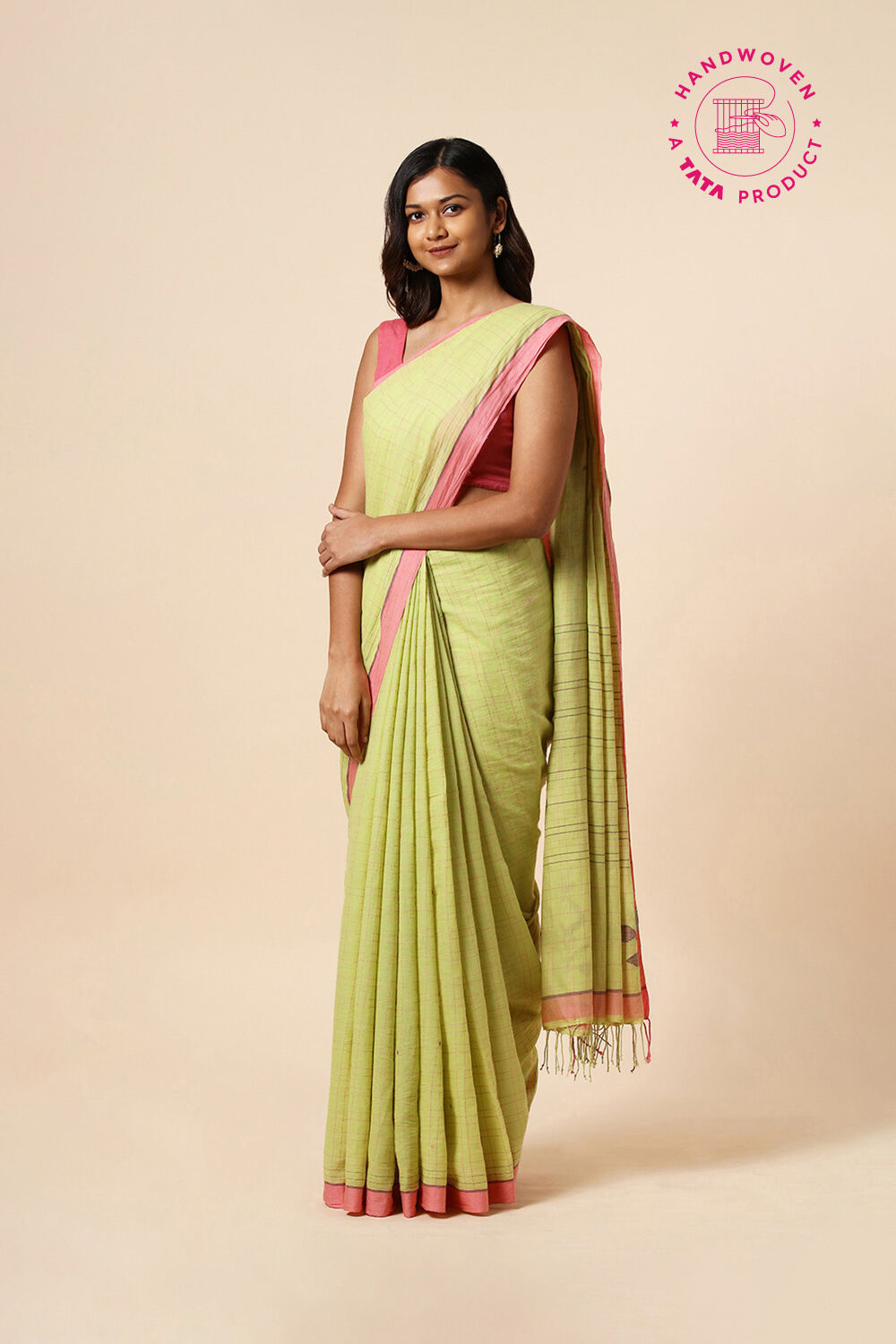 Light Green Cotton Pure Khadi Jamdani Saree image number null