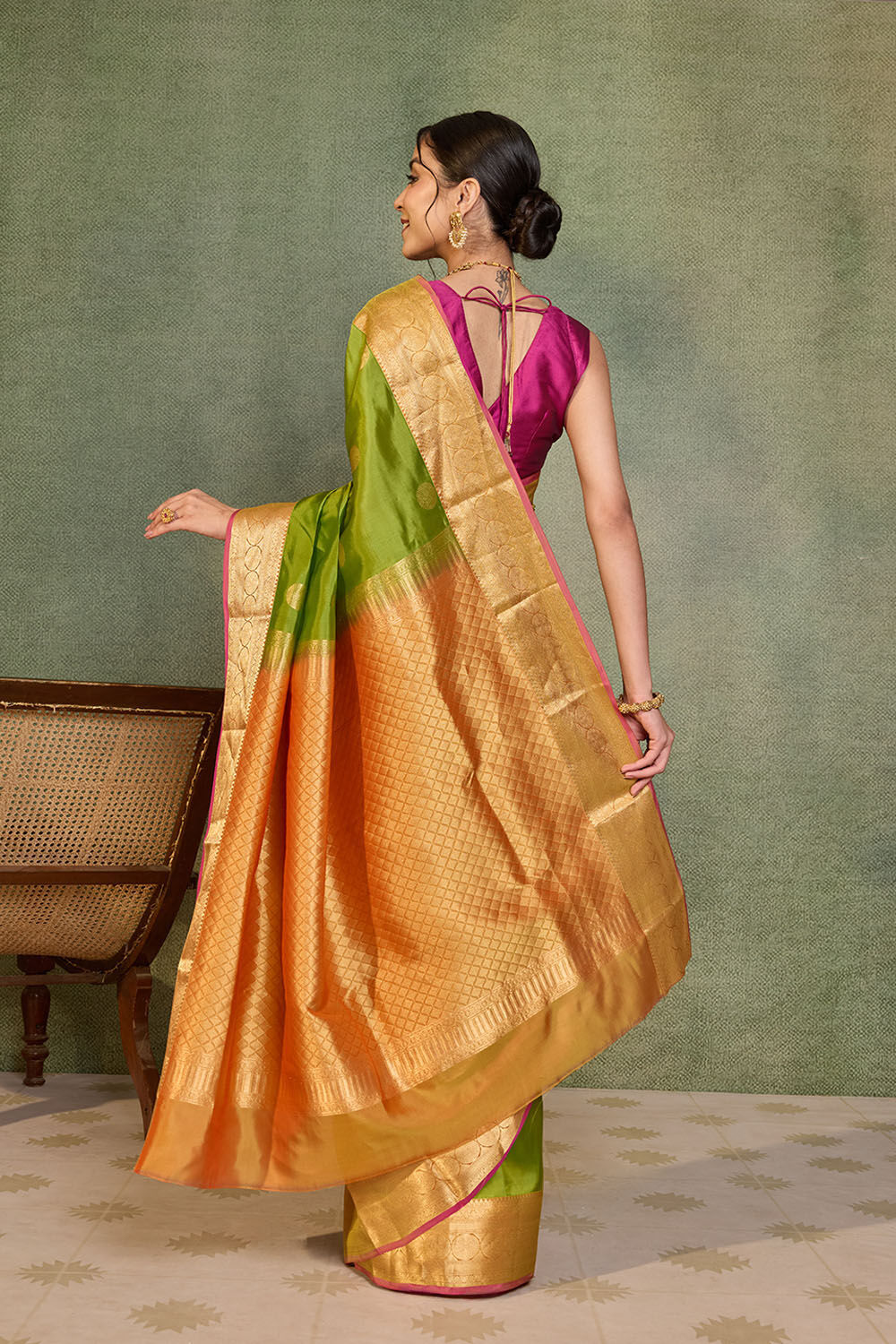 Green Woven Apsara Silk Viscose Saree image number null