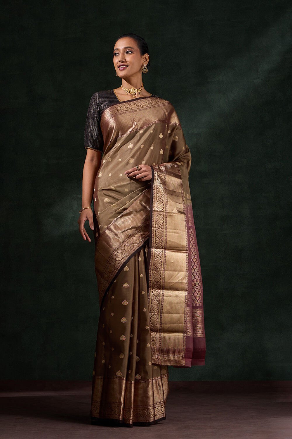 Light Green Woven Silk Viscose Saree image number null
