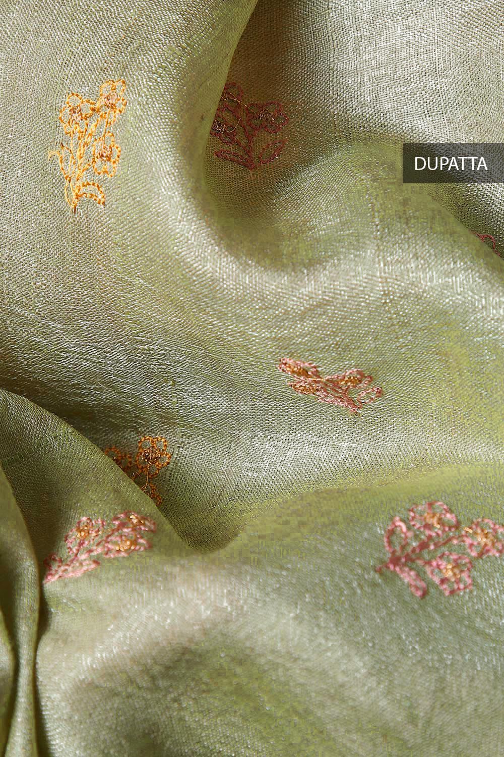 Light Green Embroidery Tussar Suit image number null