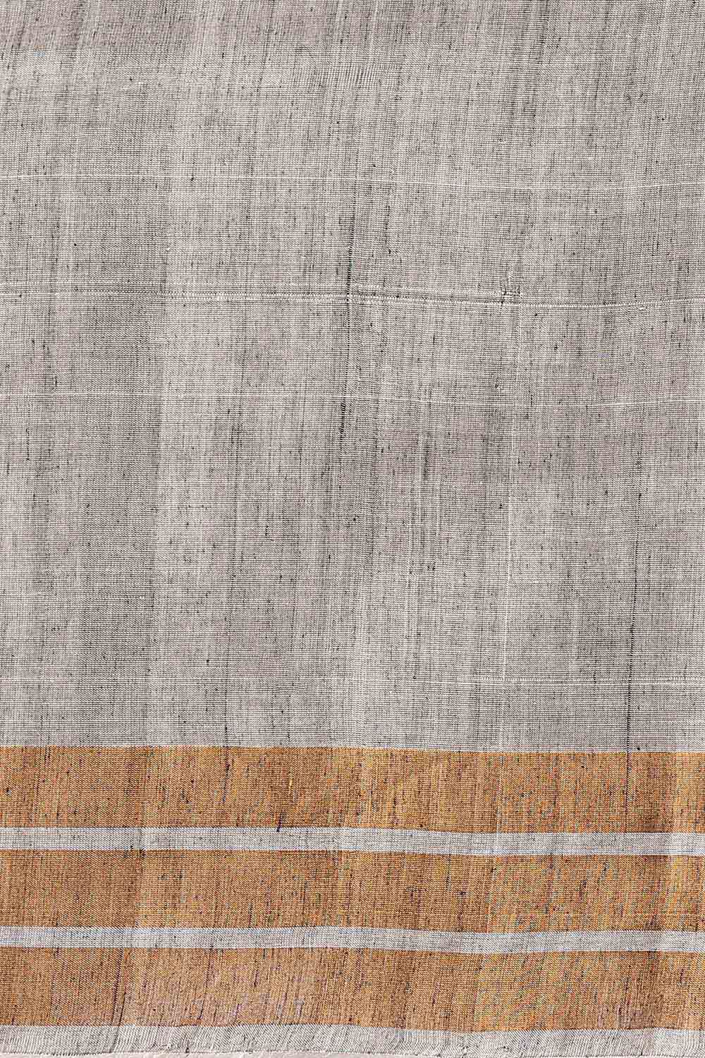 Off White Pure Khadi Cotton Ponduru Jamdani Saree image number null
