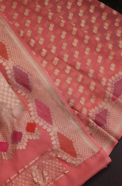 Light Pink Banaras Georgette Saree