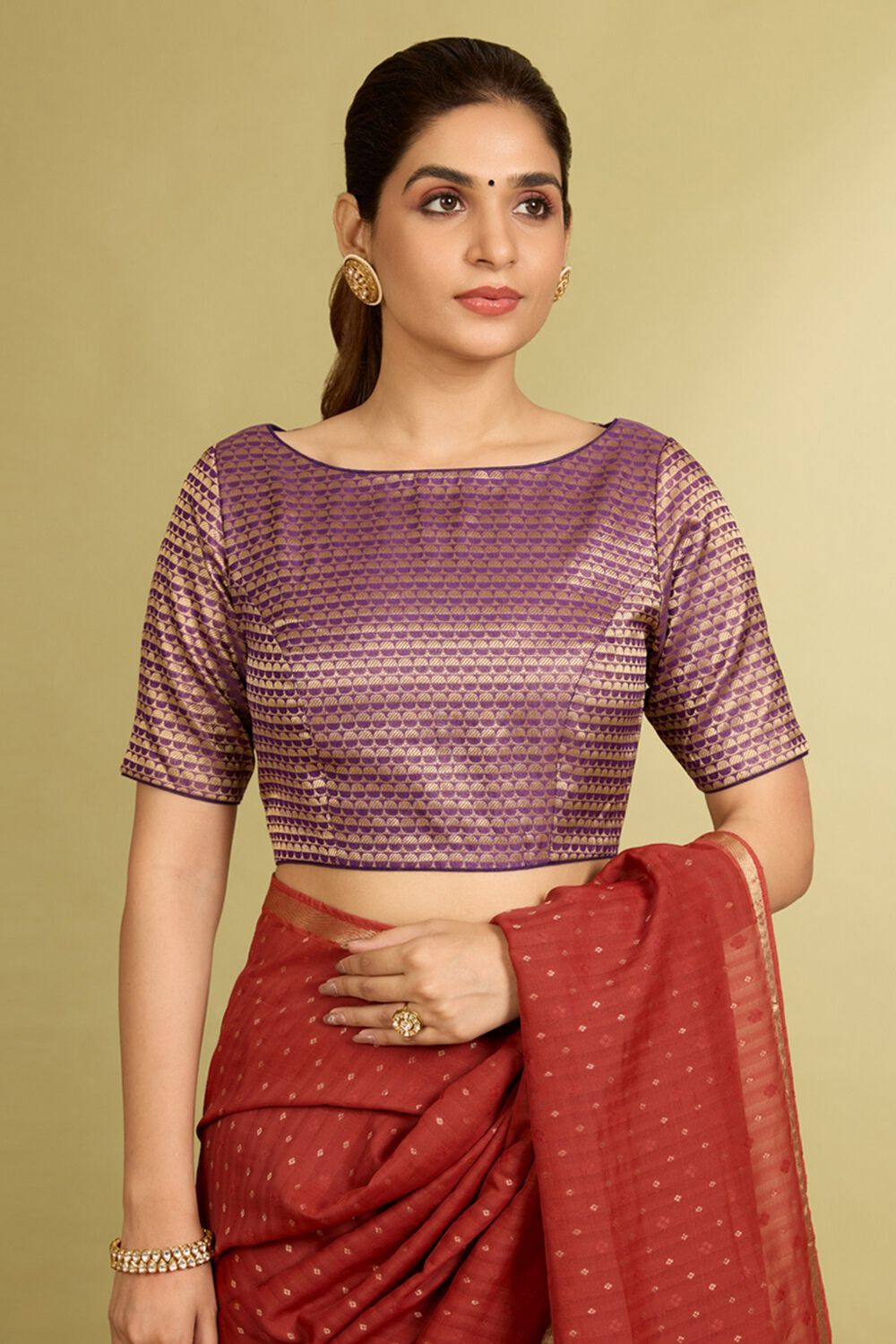 Violet Viscose Brocade Blouse image number null
