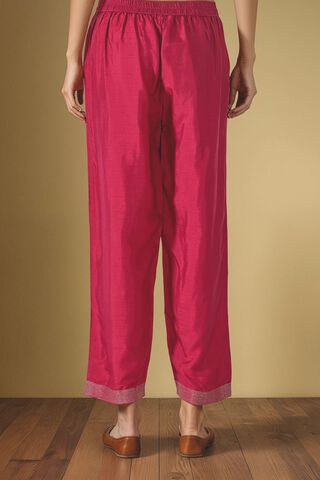 Dark Pink Viscose Embroidered Trouser thumbnail image number null