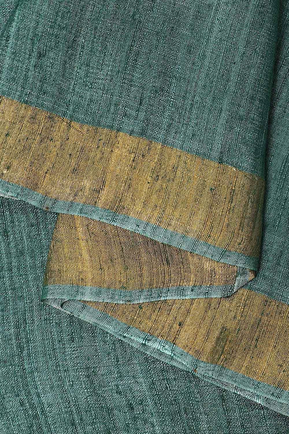 Green Pure Silk Tussar Jamdani Saree image number null