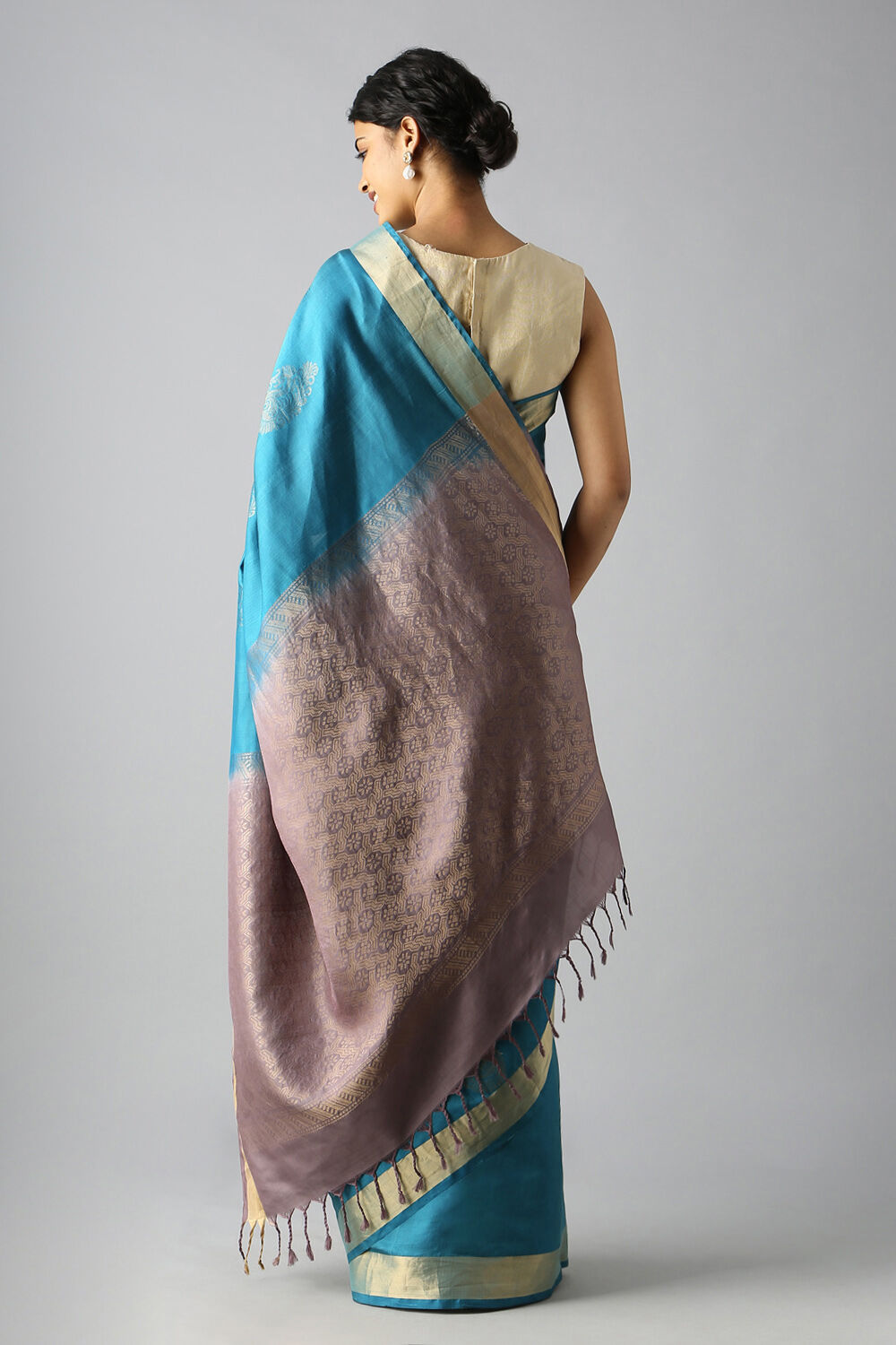 Light Blue Pure Silk South Saree image number null