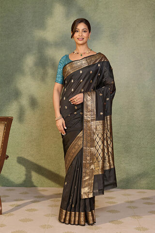 Black Silk Viscose Kadwa Banarasi Saree thumbnail image number null