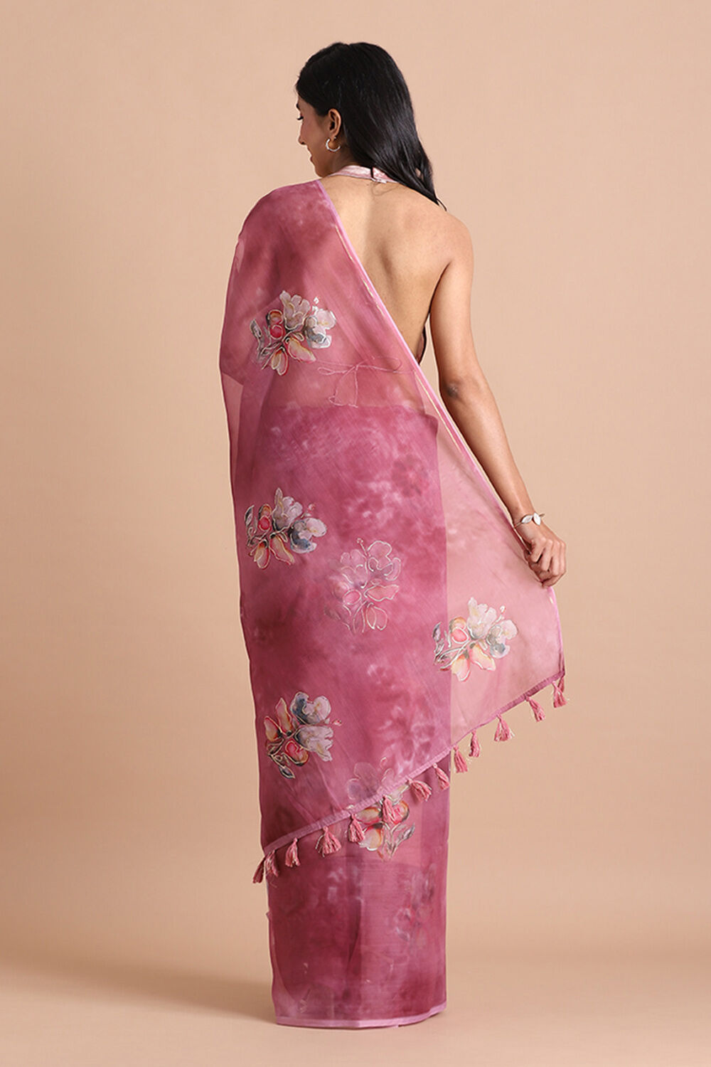 Pink Pure Embroidered Saree image number null
