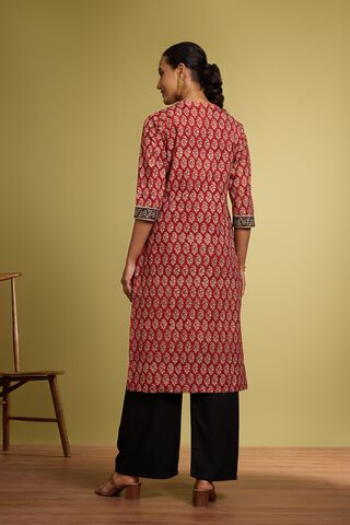 Dark Red Bagru Block Printed Pure Cotton Kurta thumbnail image number null