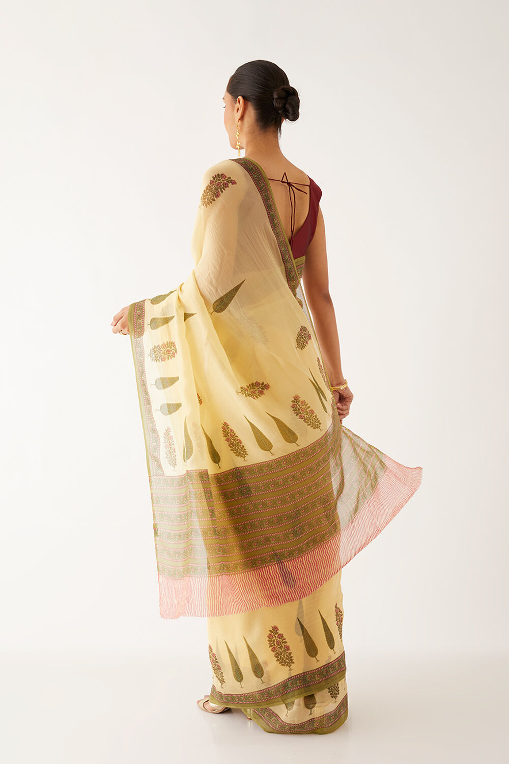 Beige Viscose Organza Printed Saree image number null