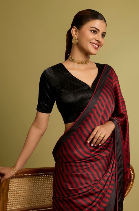 Black Woven Cotton Viscose Blouse