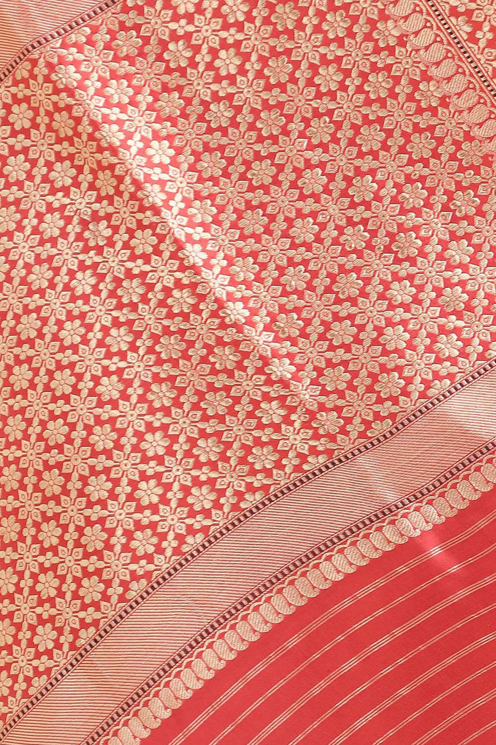 Dark Red Pure Silk Banarasi Saree image number null