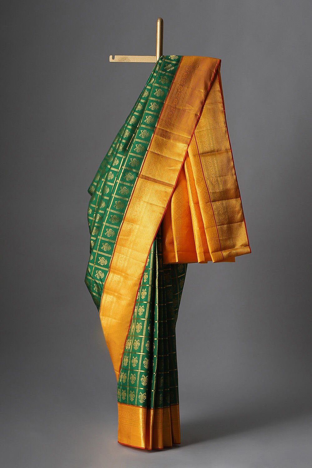 Leaf Green Kanjivaram Silk Ready to wear/Easy Saree