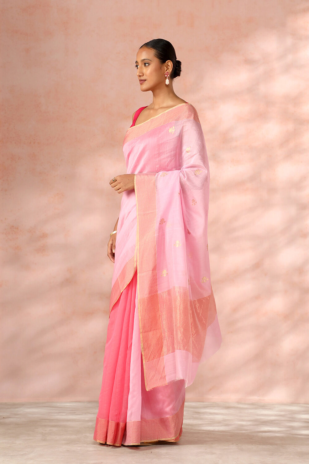 Pink Chanderi Pure Silk Cotton Woven Saree image number null