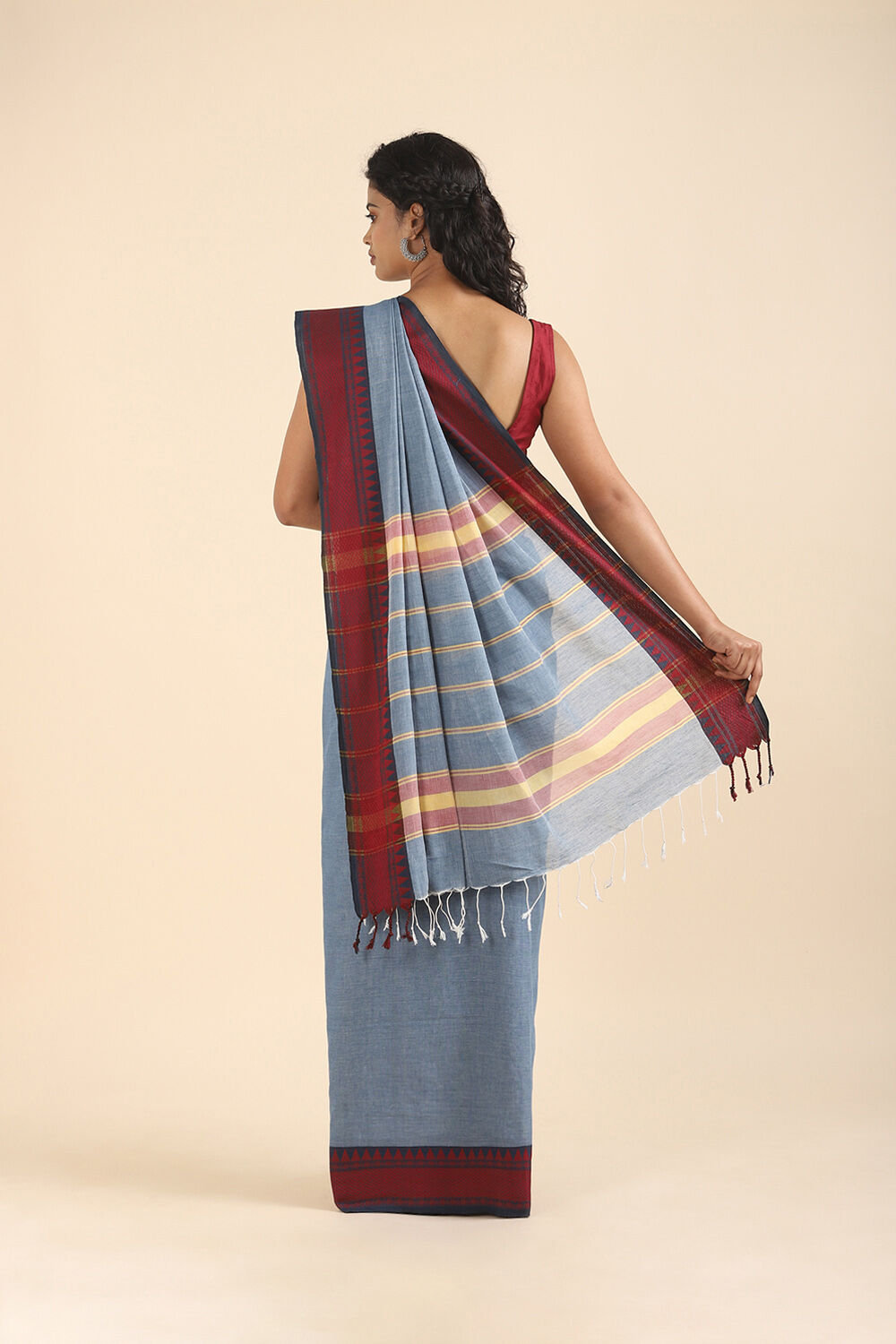 Grey Pure Cotton Bengal Saree image number null