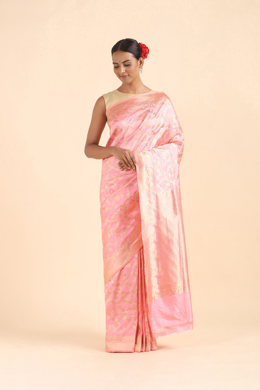Light Pink Pure Silk Banarasi Saree image number null