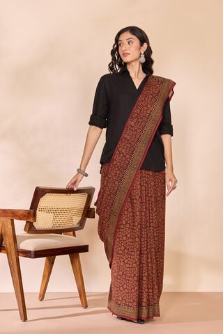 Red Bagh Block Printed Pure Cotton Saree thumbnail image number null