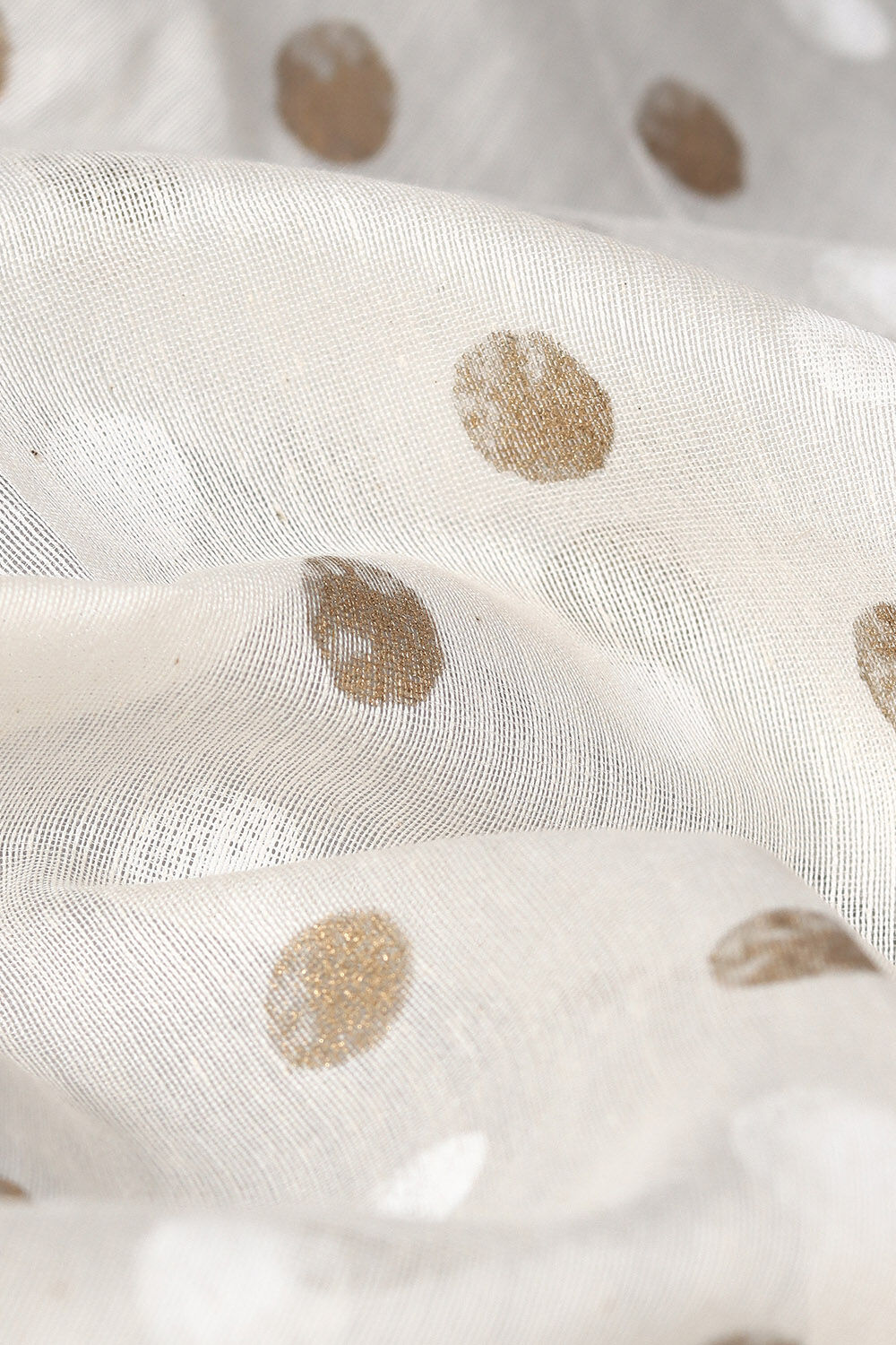Off White Pure Silk Cotton Hand Printed Saree image number null