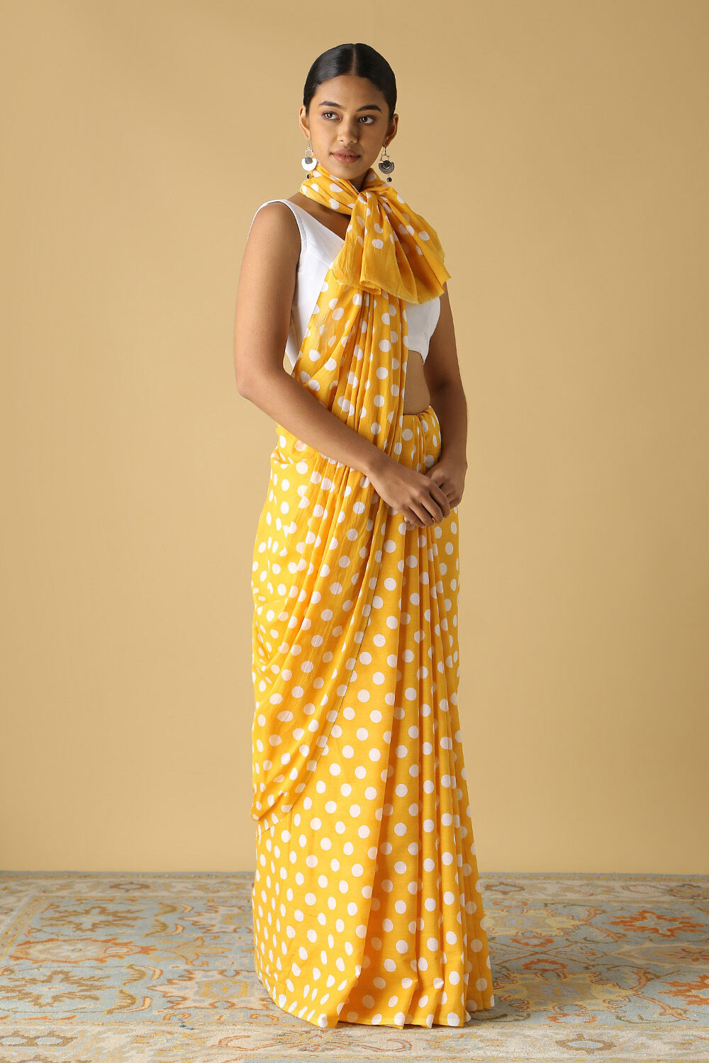 Yellow Pure Cotton Printed Saree image number null