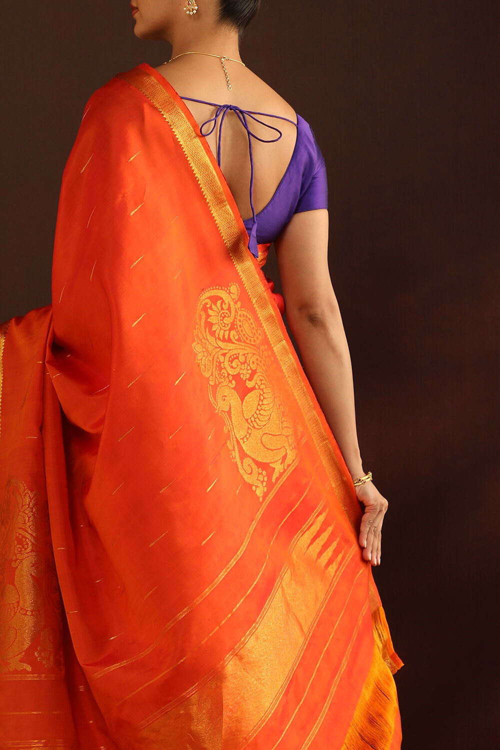 Orange Woven Pure Silk Kanjivaram Saree image number null