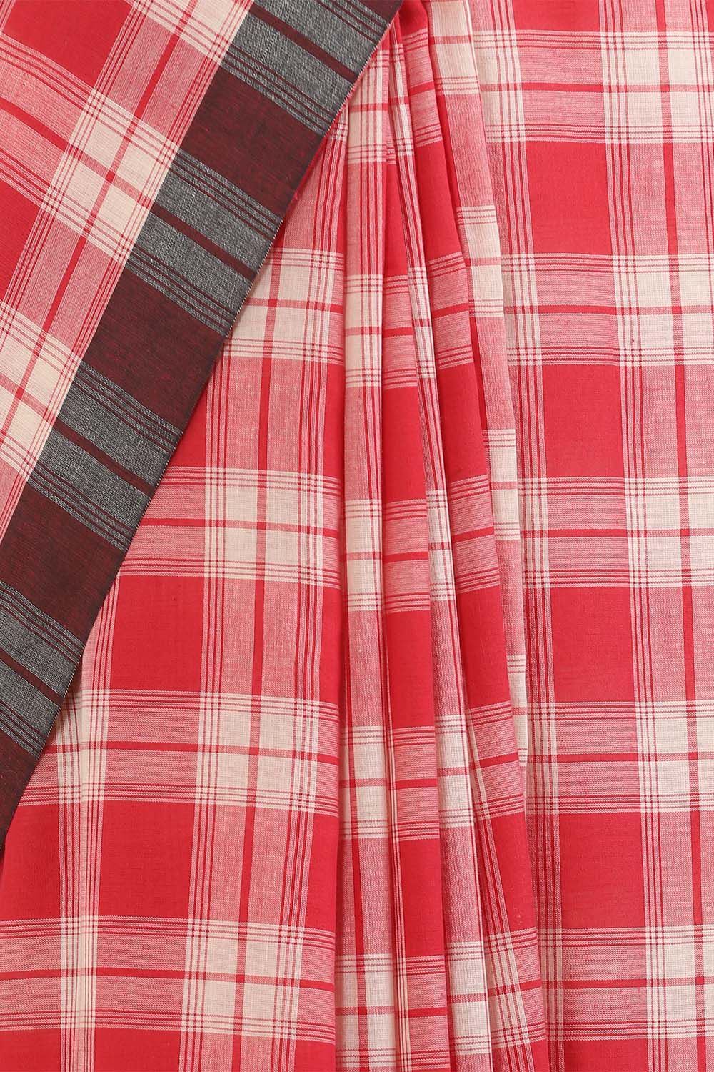 Red Pure Cotton Bengal Saree image number null