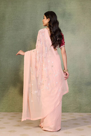 Light Pink Viscose Georgette Embroidered Saree thumbnail image number null