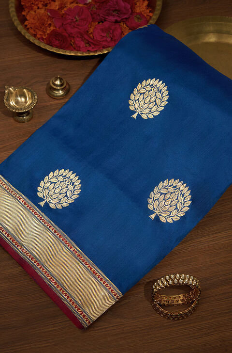 Dark Blue Pure Silk Kadwa Banarasi Saree