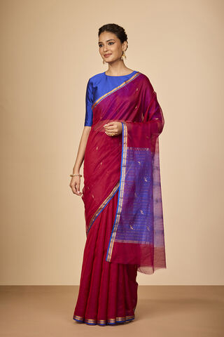 Red Woven Pure Silk Cotton Chanderi Saree thumbnail image number null