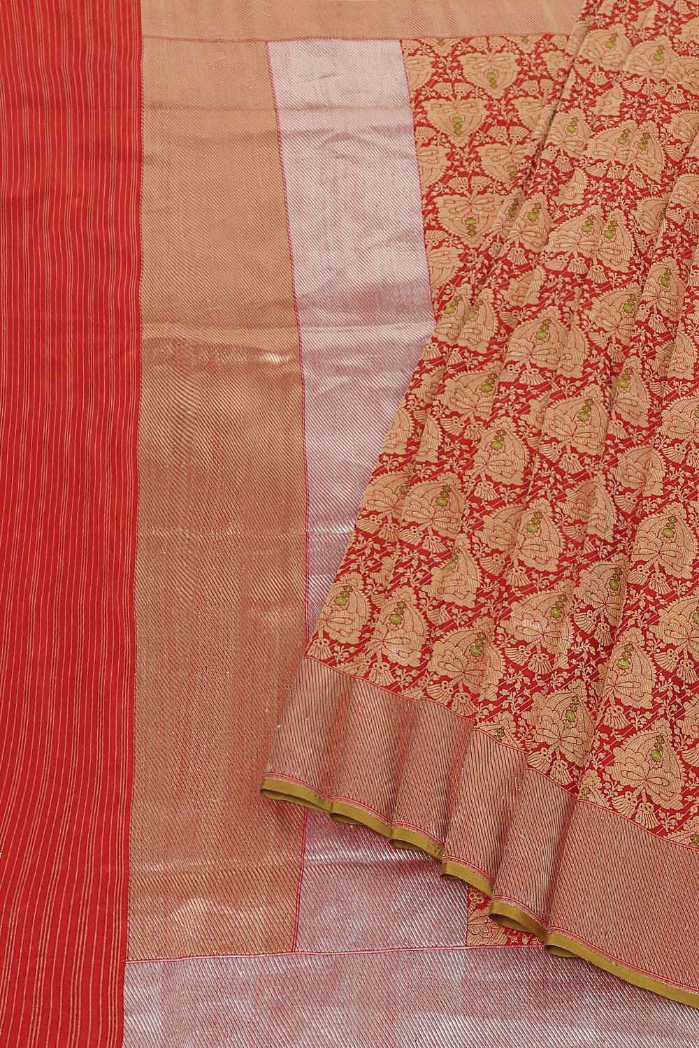 Red Pure Silk Banarasi Brocade Saree image number null