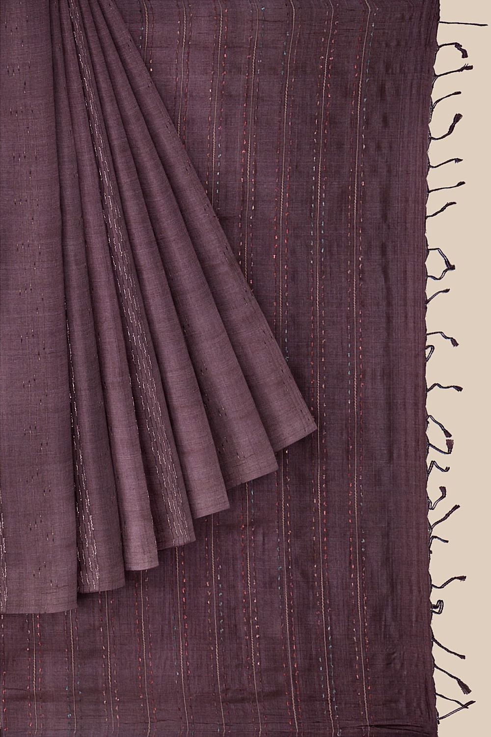 Brown Pure Tussar Silk Woven Saree image number null