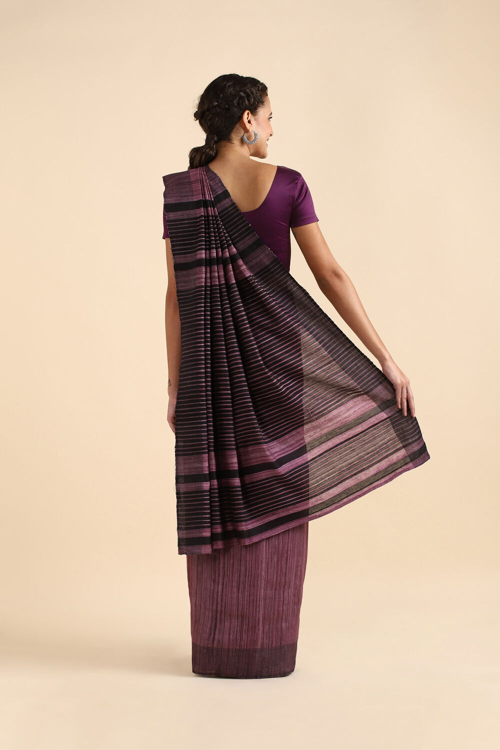 Purple Pure Tussar Bhagalpuri Saree image number null