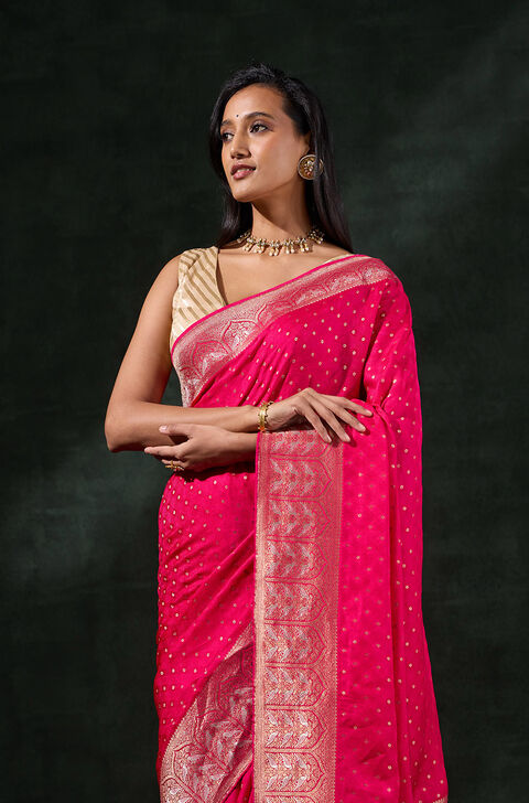 Red Viscose Woven Saree