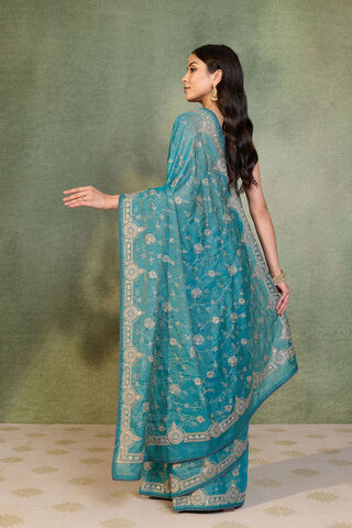 Blue Tissue Lyocell Linen Embroidered Saree thumbnail image number null