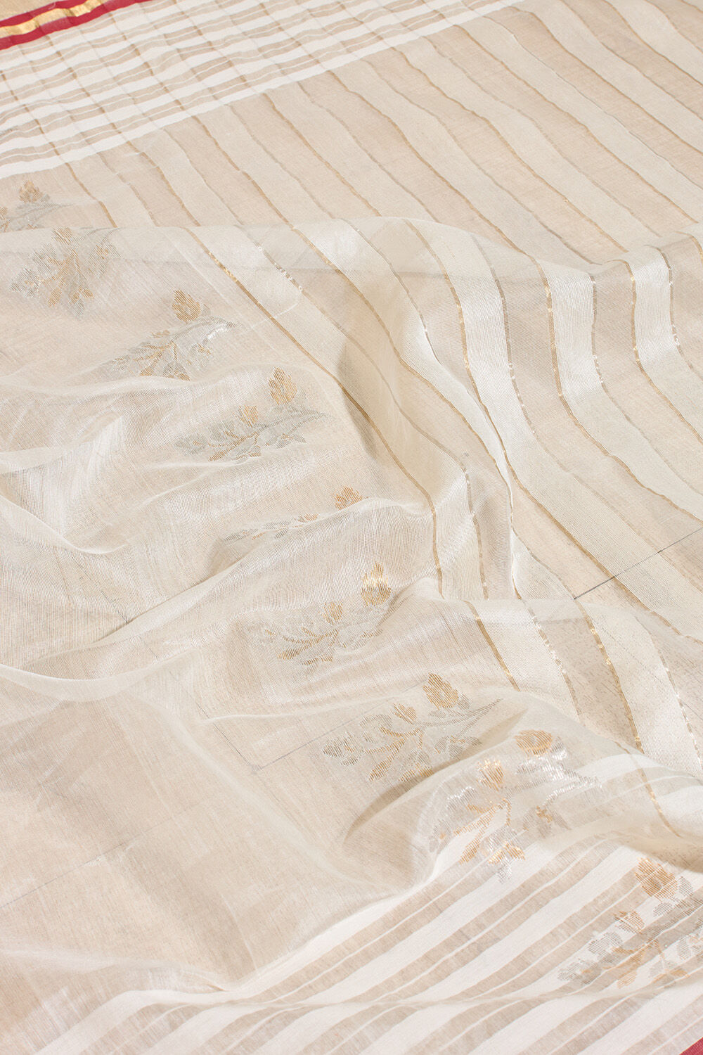 Off White Woven Pure Silk Cotton Chanderi Saree image number null