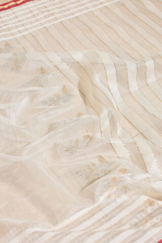 Off White Woven Pure Silk Cotton Chanderi Saree thumbnail image number null