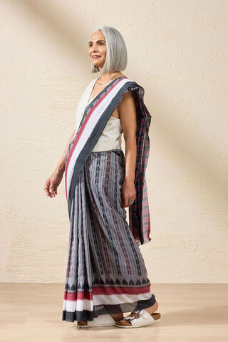 Grey Odisha Pure Cotton Ikat Saree thumbnail image number null