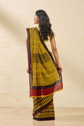 Yellow Bagh Block Printed Pure Cotton Saree thumbnail image number null