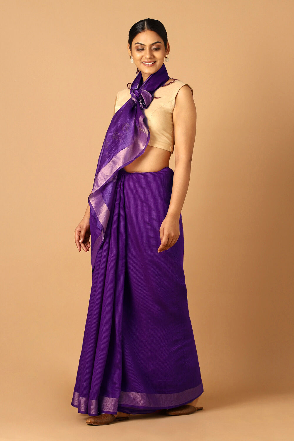 Blue Pure Silk Tussar Bhagalpuri Saree image number null