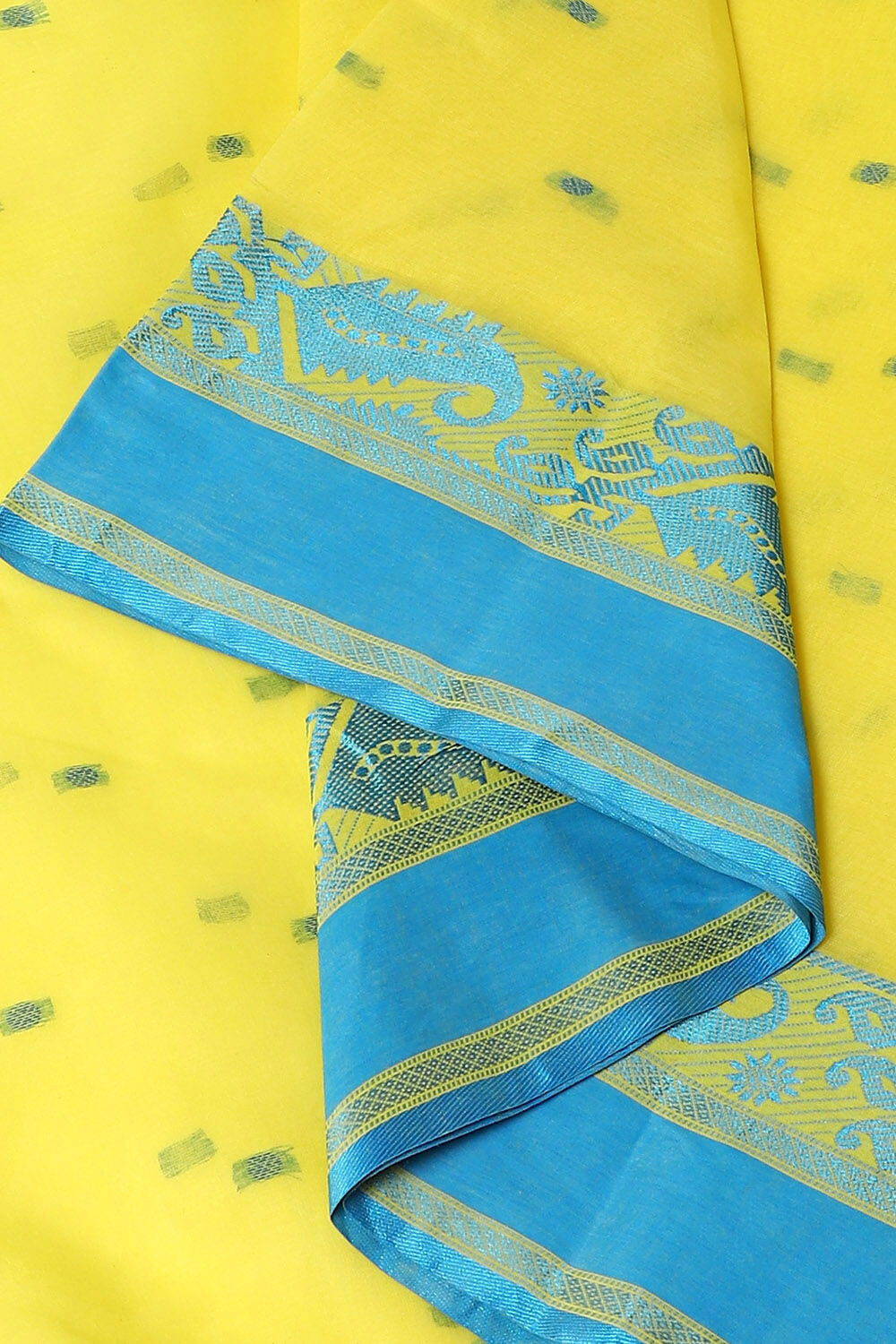 Light Pure Yellow Cotton Bengal Saree image number null