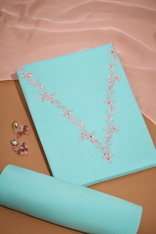 Light Blue Viscose Embroidered Unstitched Suit Set