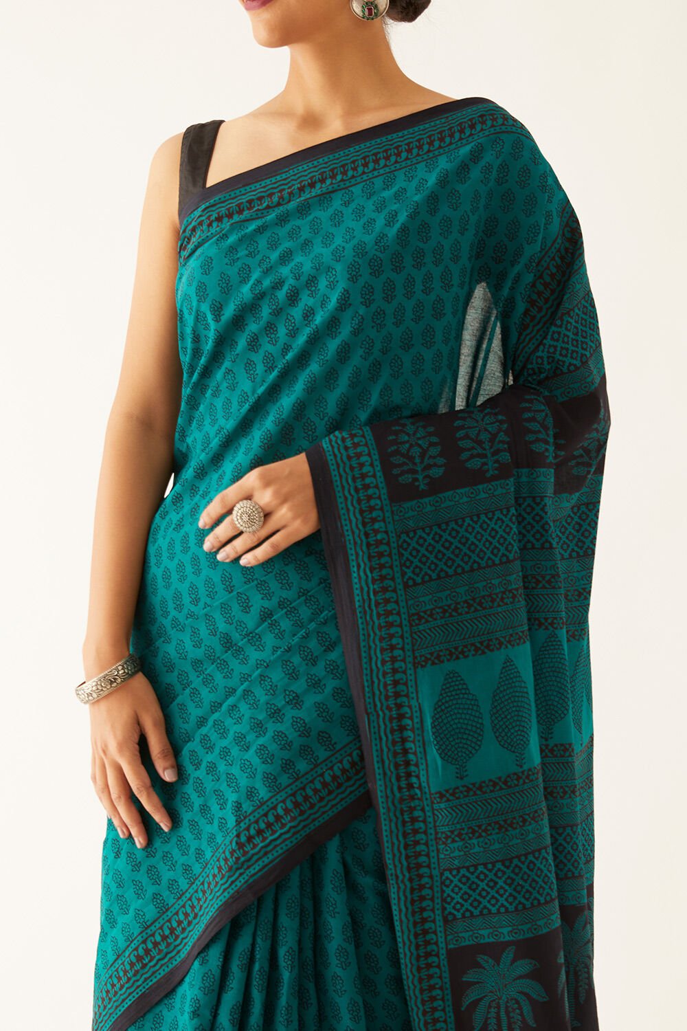 Green Pure Cotton Bagh Printed Saree image number null