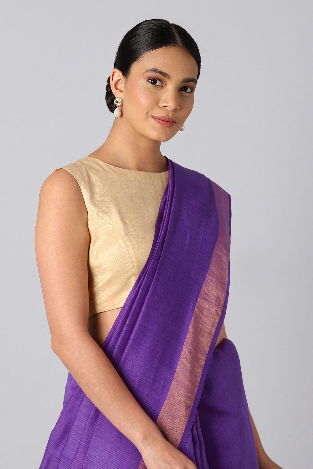 Purple Pure Silk Tussar Bhagalpuri Saree image number null