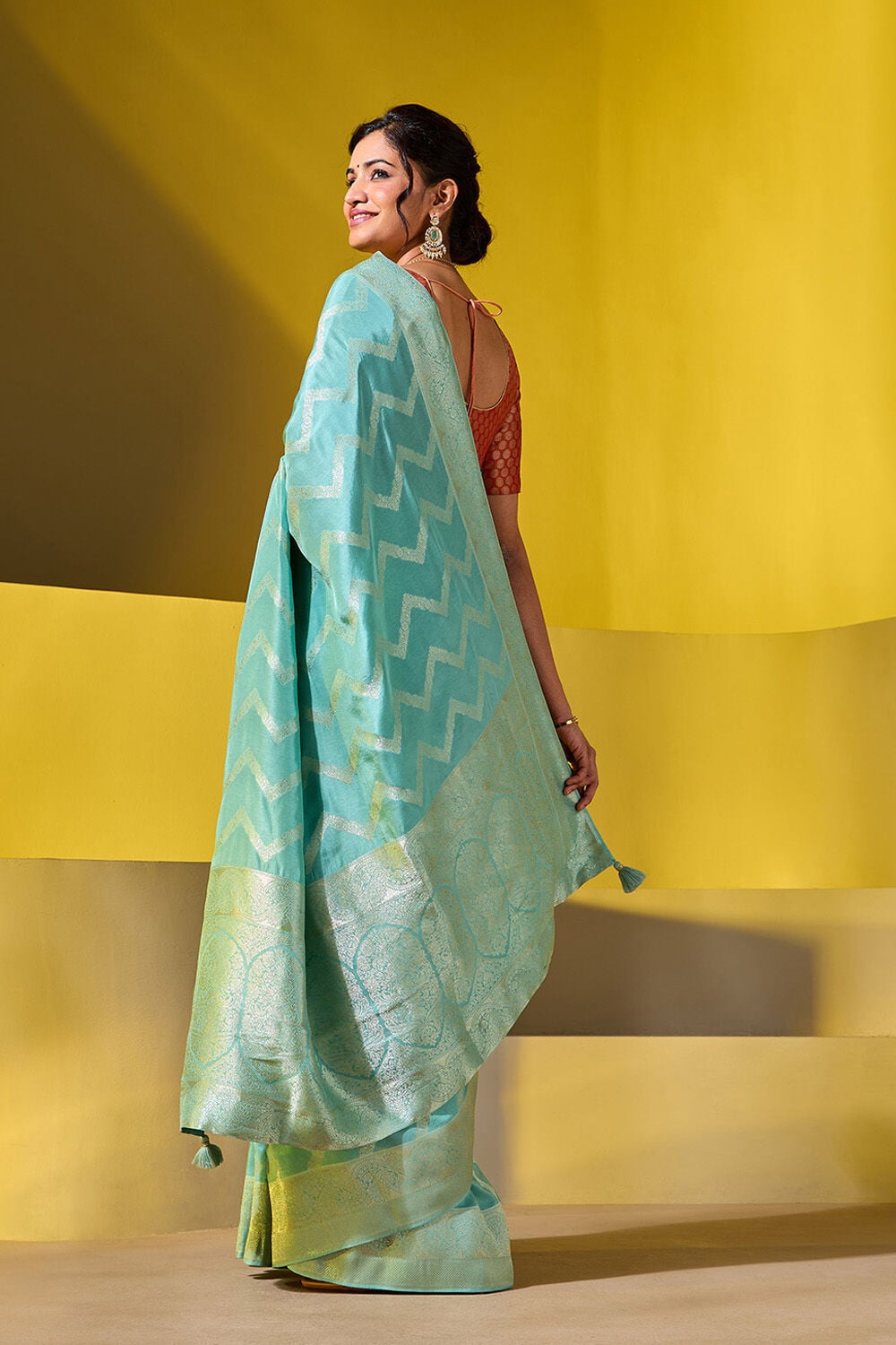 Light Blue Woven Viscose Saree image number null