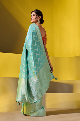 Light Blue Woven Viscose Saree thumbnail image number null