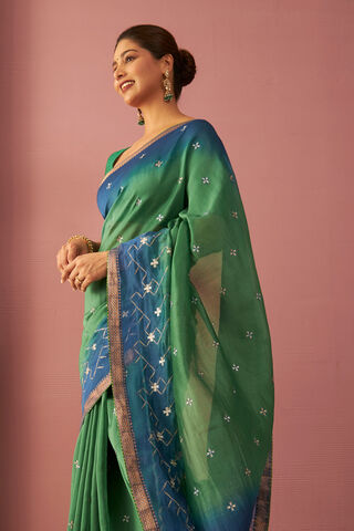 Green Pure Silk Cotton Embroidered Saree