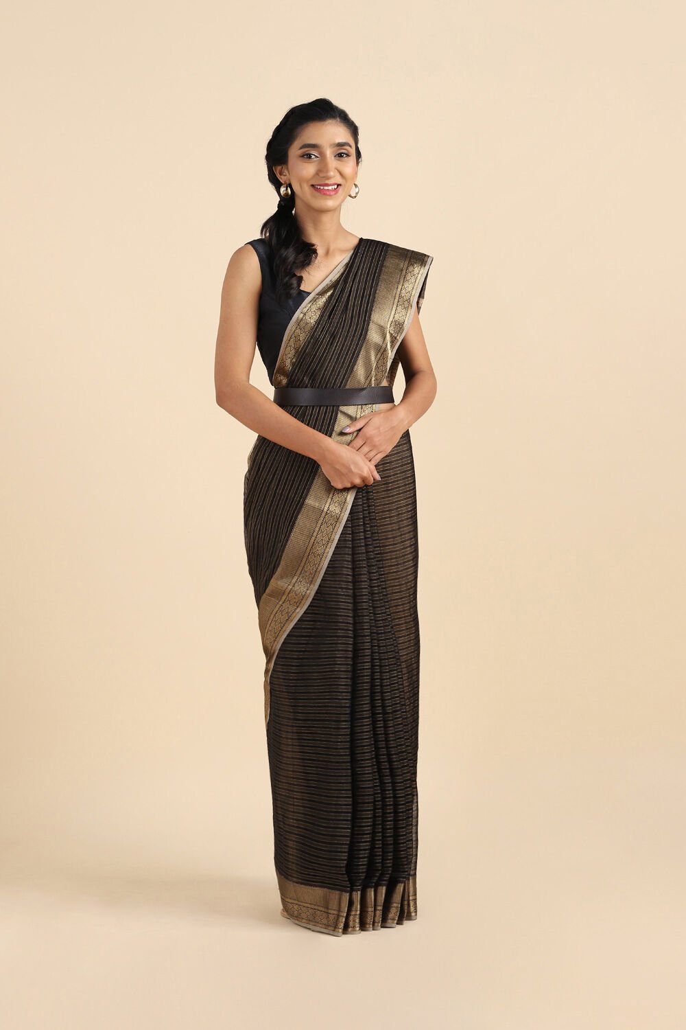 Brown Pure Silk Cotton Maheswari Saree image number null
