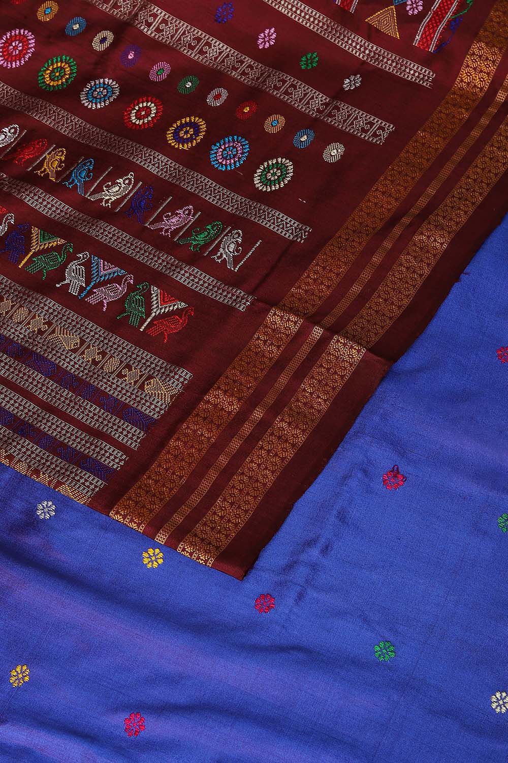 Dark Blue Silk Odissa Dolabedi Saree image number null